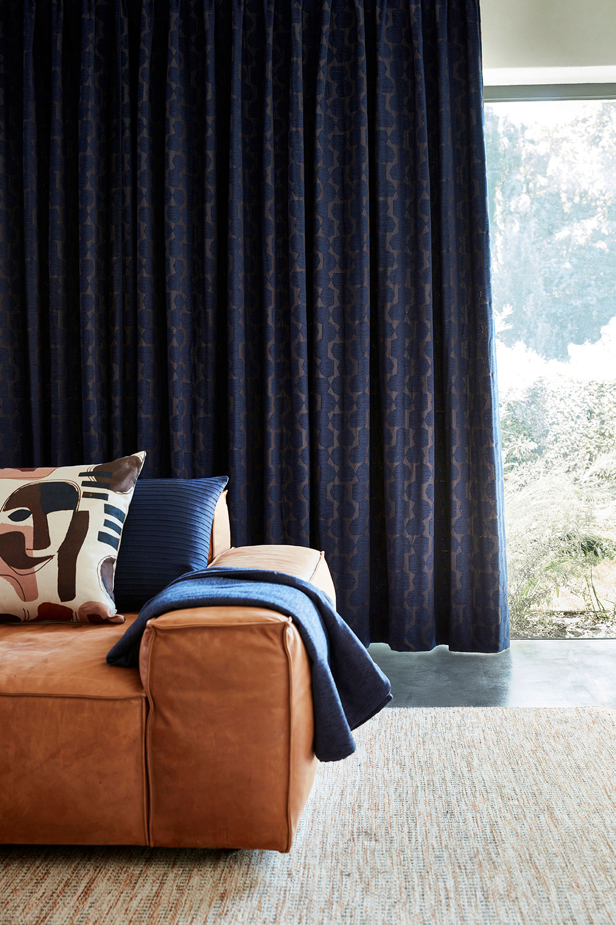 Rideaux Bamako bleu Plis piqué flamand