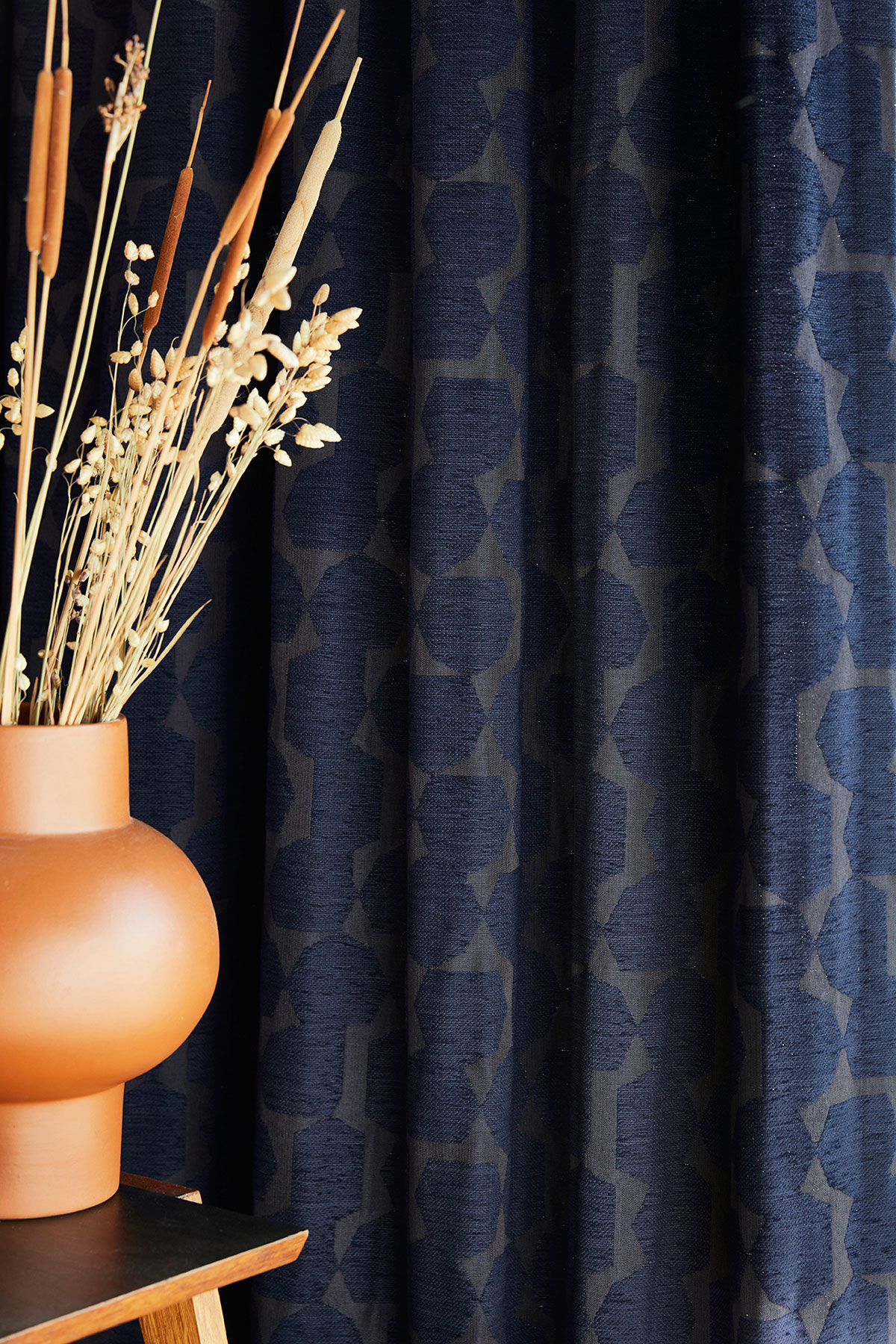 Rideaux Bamako bleu Plis piqué flamand zoom