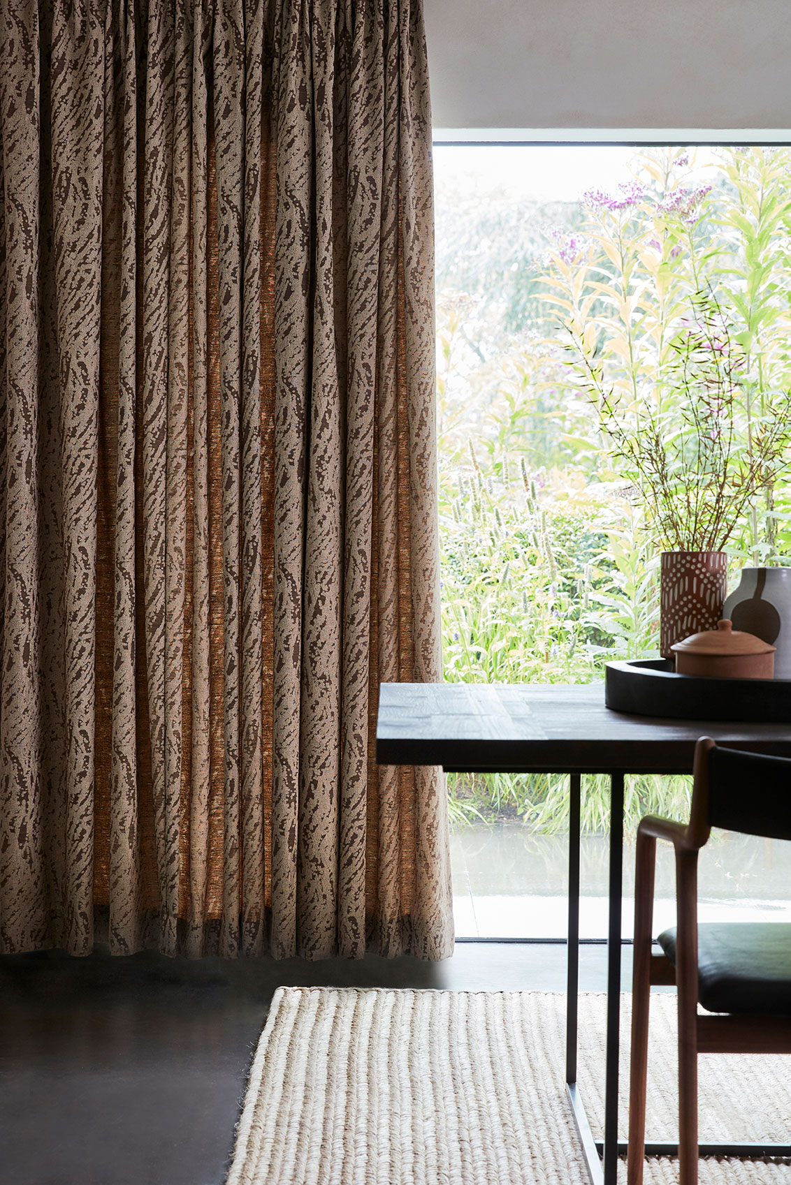 Rideaux Orest Dore Plis piqué flamand