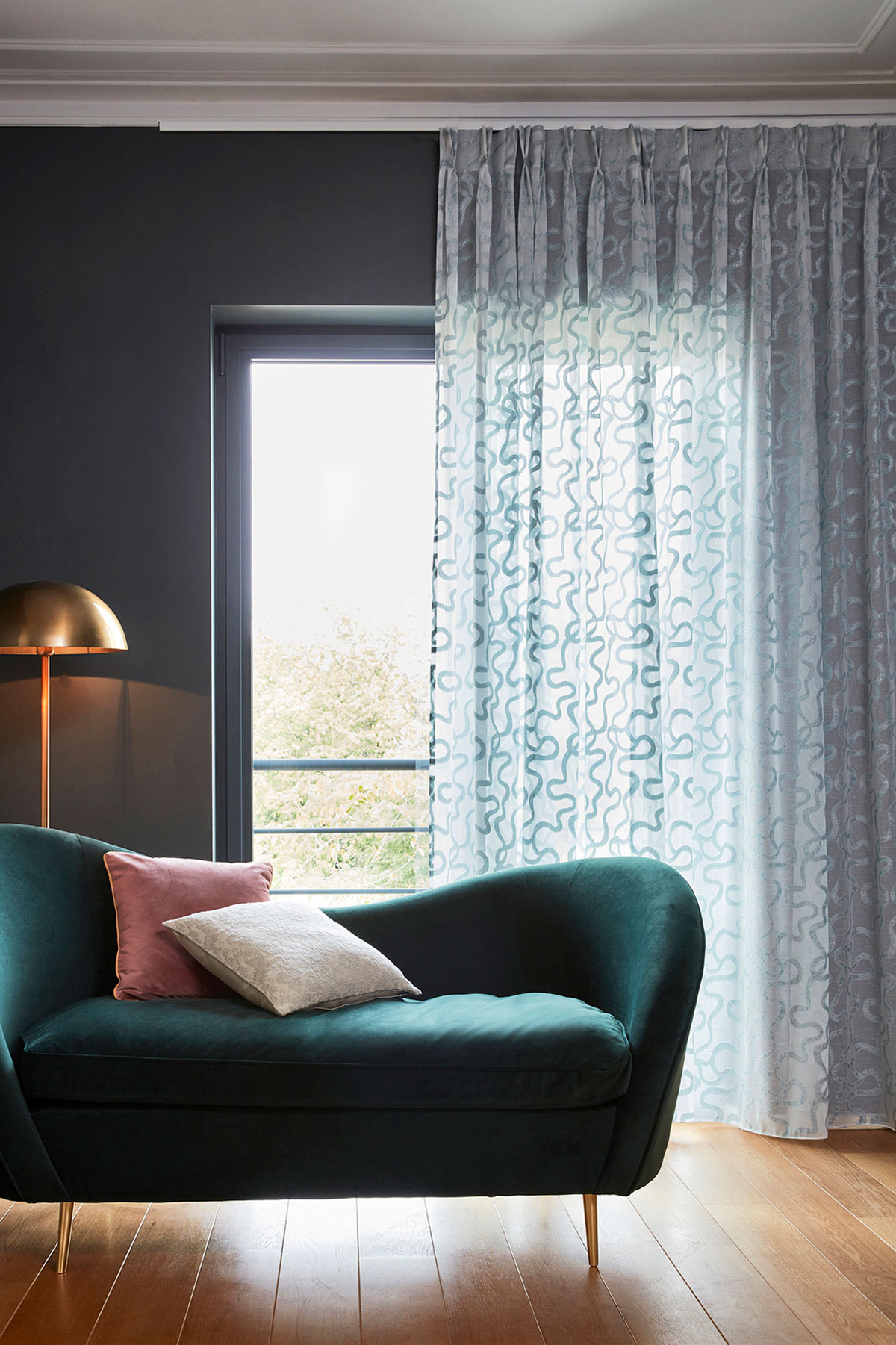 Voilage Rachelle Emeraude plis piqué flamand